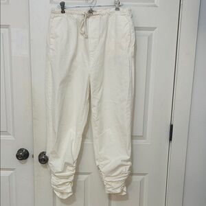 Free People Soft Shirred Drawstring Hem&waistband pants size XS cream inseam 24”